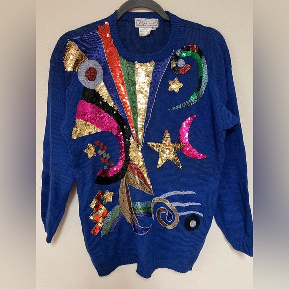 VINTAGE 80s Vivien Forest Jeweled and Beaded Sweater Size medium - Picture 2 of 9